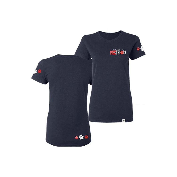 Ladies Pawtriots Paws Short Sleeve Tee Shirt-Navy
