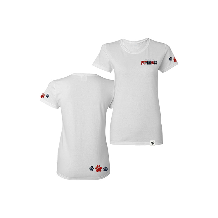 Ladies Pawtriots Paws Short Sleeve Tee Shirt-White